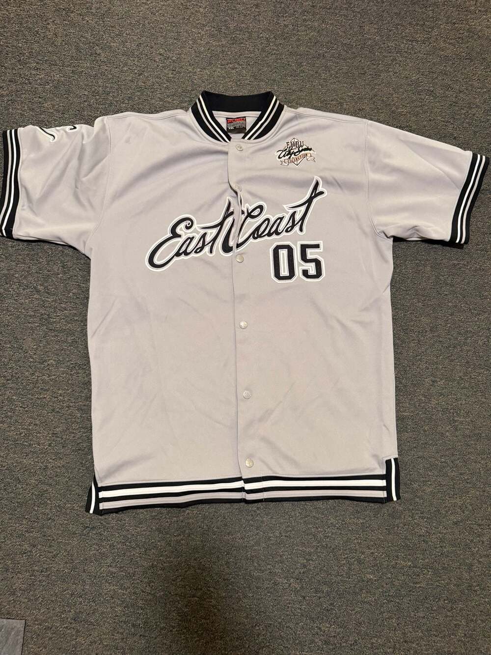 Vintage FUBU City Series East Coast 05 Baseball Jersey Gray XXL